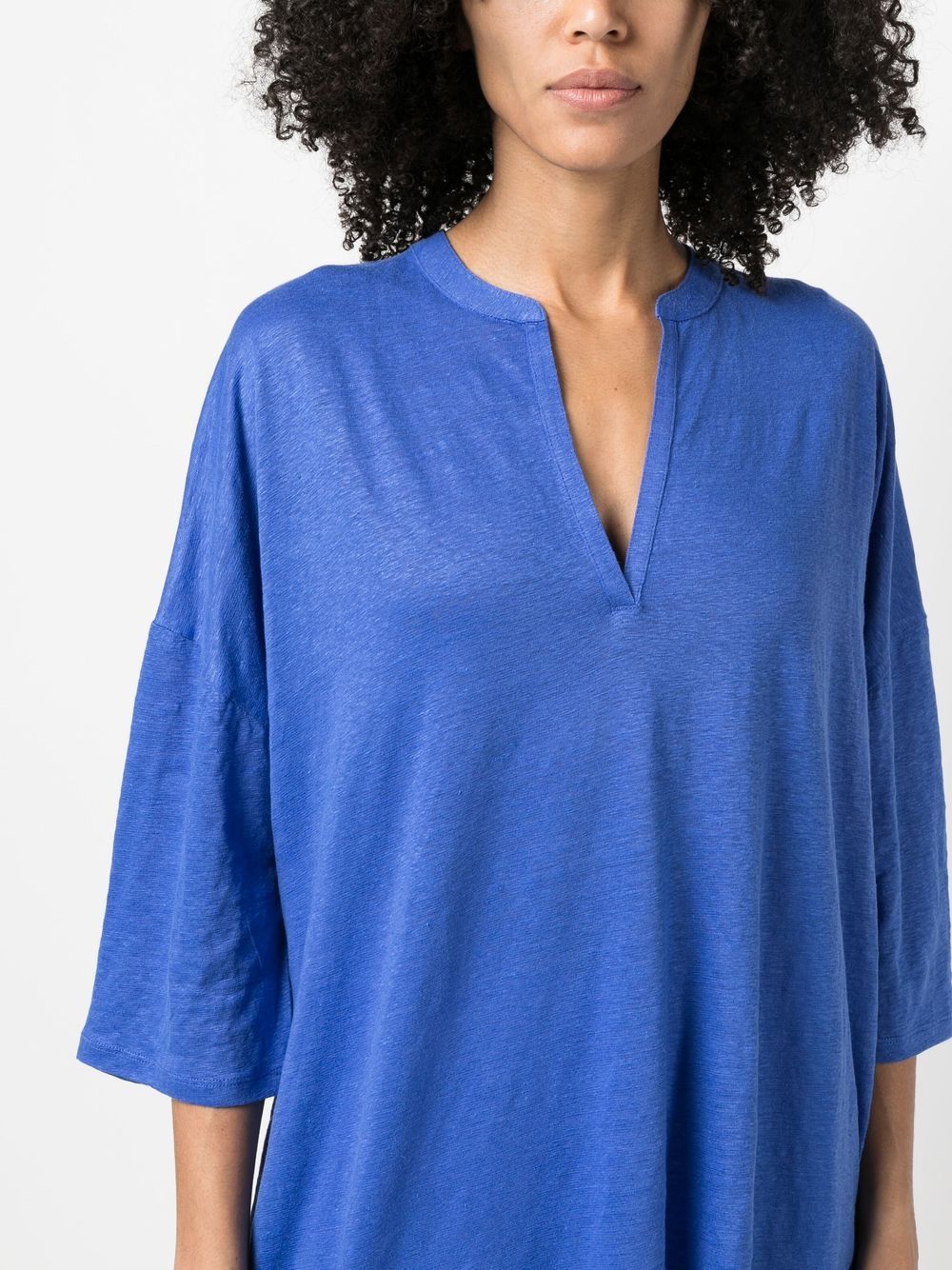 Majestic Majestic 3/4 Sleeve Linen Blend Tunic Dress