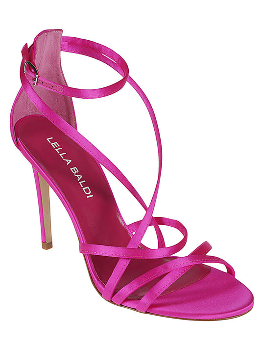Lella Baldi fuchsia satin sandals