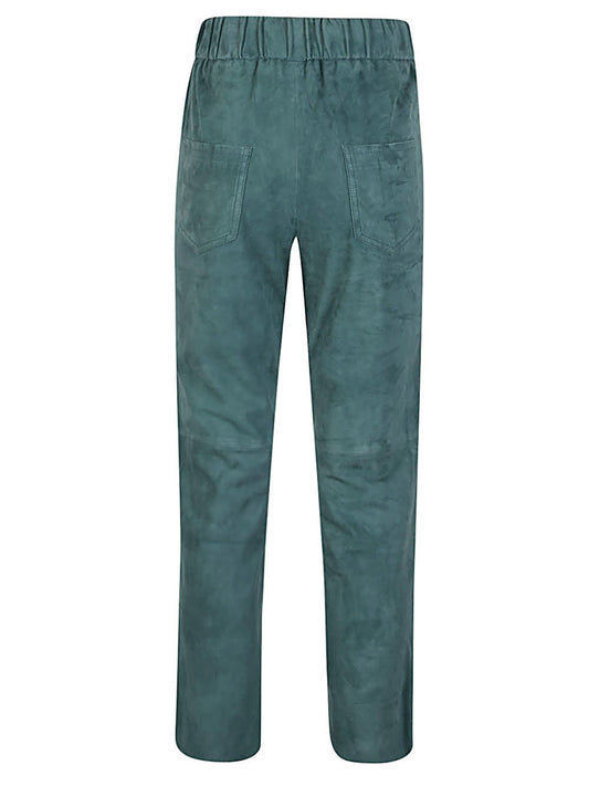 Via Masini 80 Elastic waist suede trousers