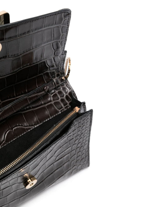 Boyy Buckle travel case croco embossed leather clutch bag