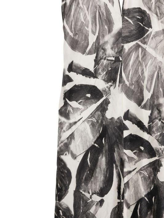 Alysi V-neck print detail sleeveless Printed silk dress
