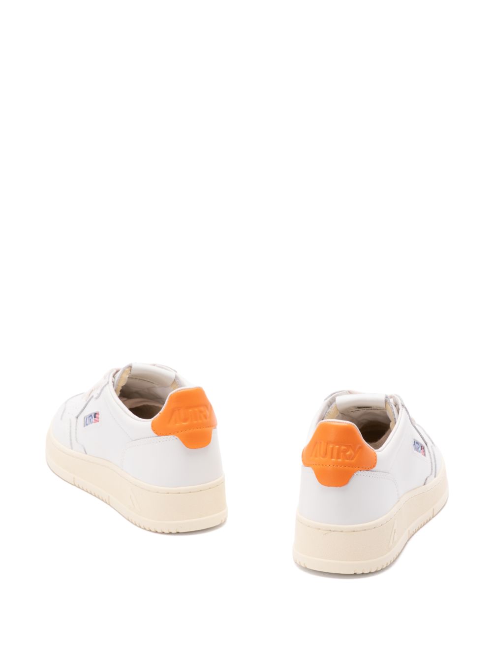 Autry Autry MEDALIST LOW SNEAKERS IN WHITE LEATHER AND PARSIMMON ORANGE