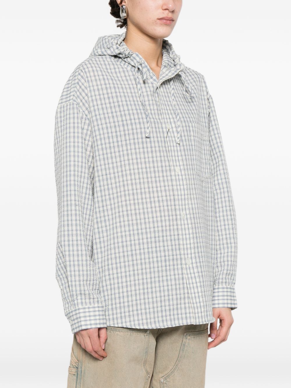Dunst Dunst Checked hooded shirt
