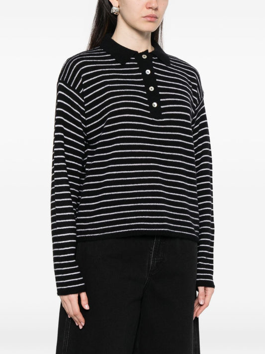 Beyou Cashmere striped polo shirt