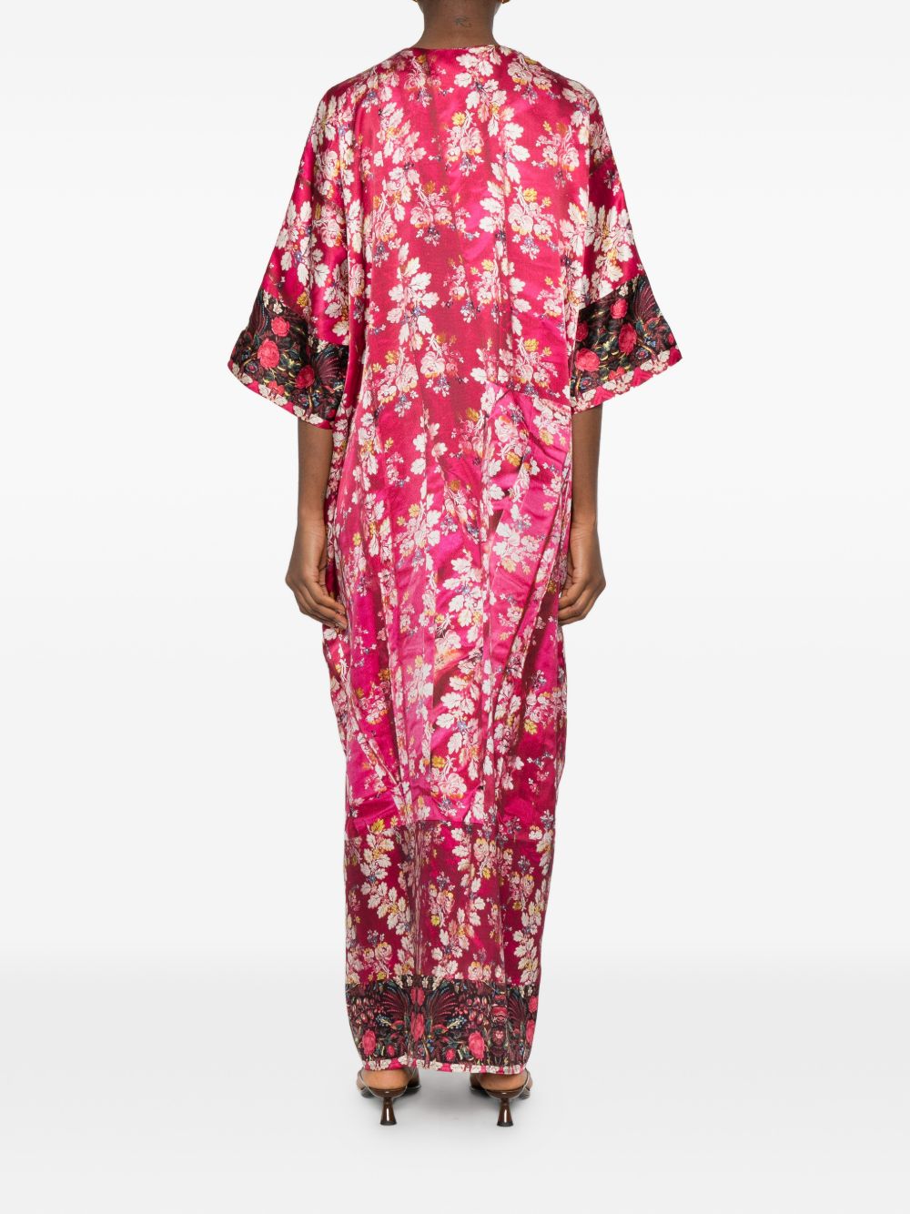 Pierre Louis Mascia Pierre Louis Mascia V-neck, short sleeves, border print Pritned silk dress