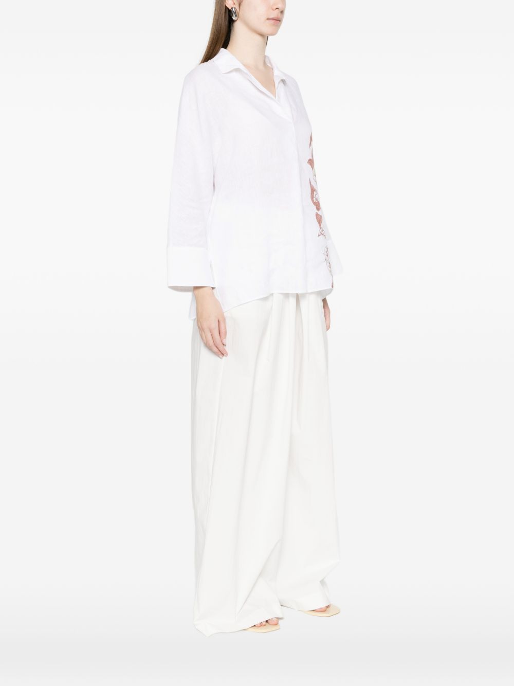 TRAME AUREE Trame Auree V-neck Linen shirt