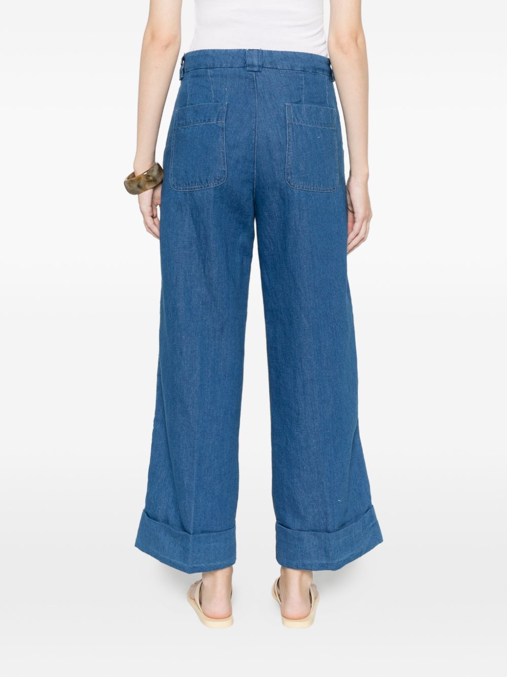 White Sand White Sand Cotton and linen blend trousers