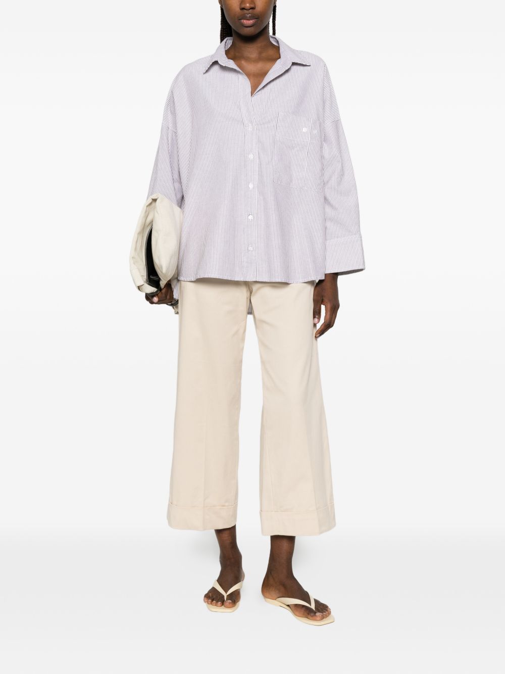 White Sand White Sand Striped cotton shirt