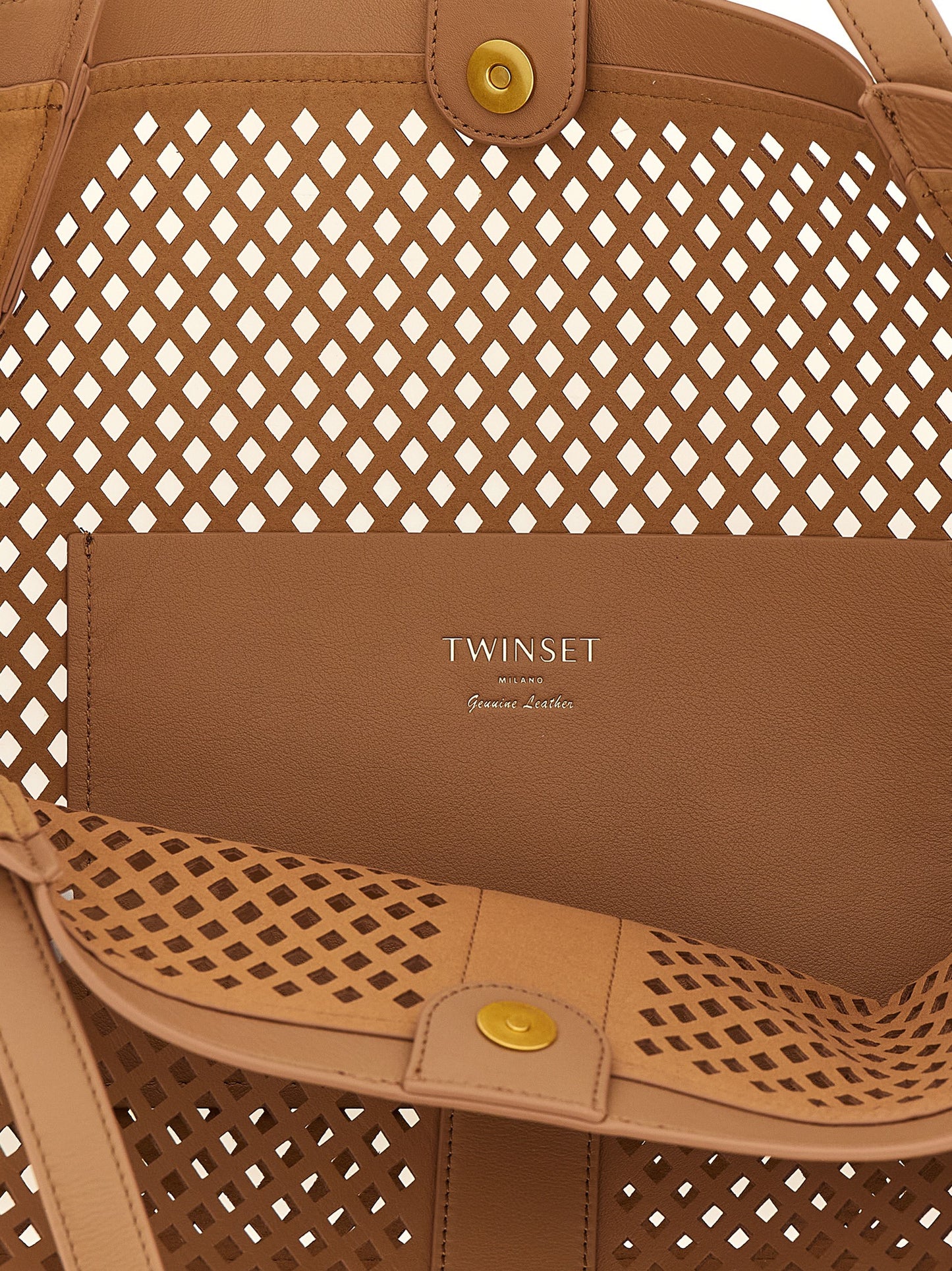 Twin Set Twin Set Openwork Leather Shopping Bag