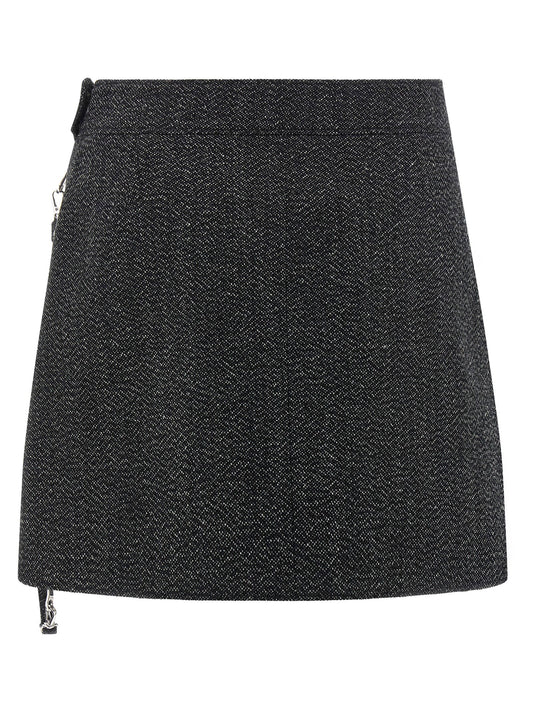 Courreges Zipped Caviar Mini Skirt