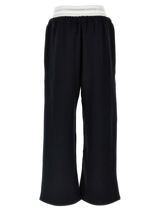 T By Alexander Wang Wide Leg W/ Logo Elastic Exposed Brief Joggers