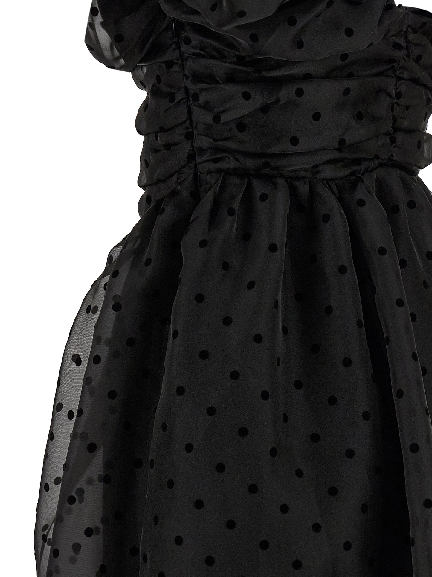 Ganni Ganni Black Organza Ruched Dress