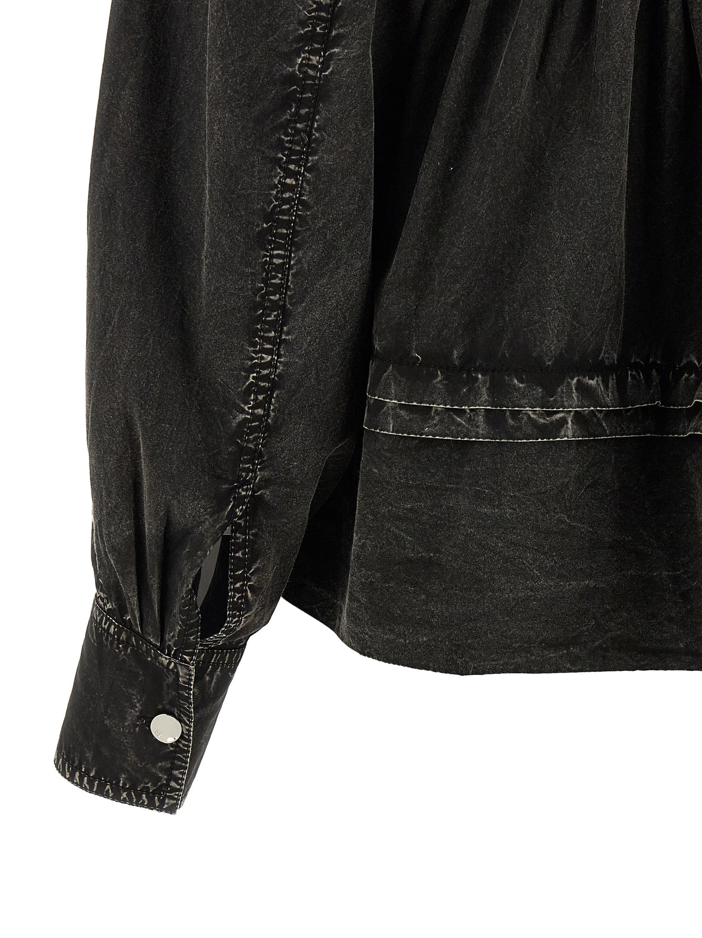 Ganni Ganni Black Washed Frill Blouse