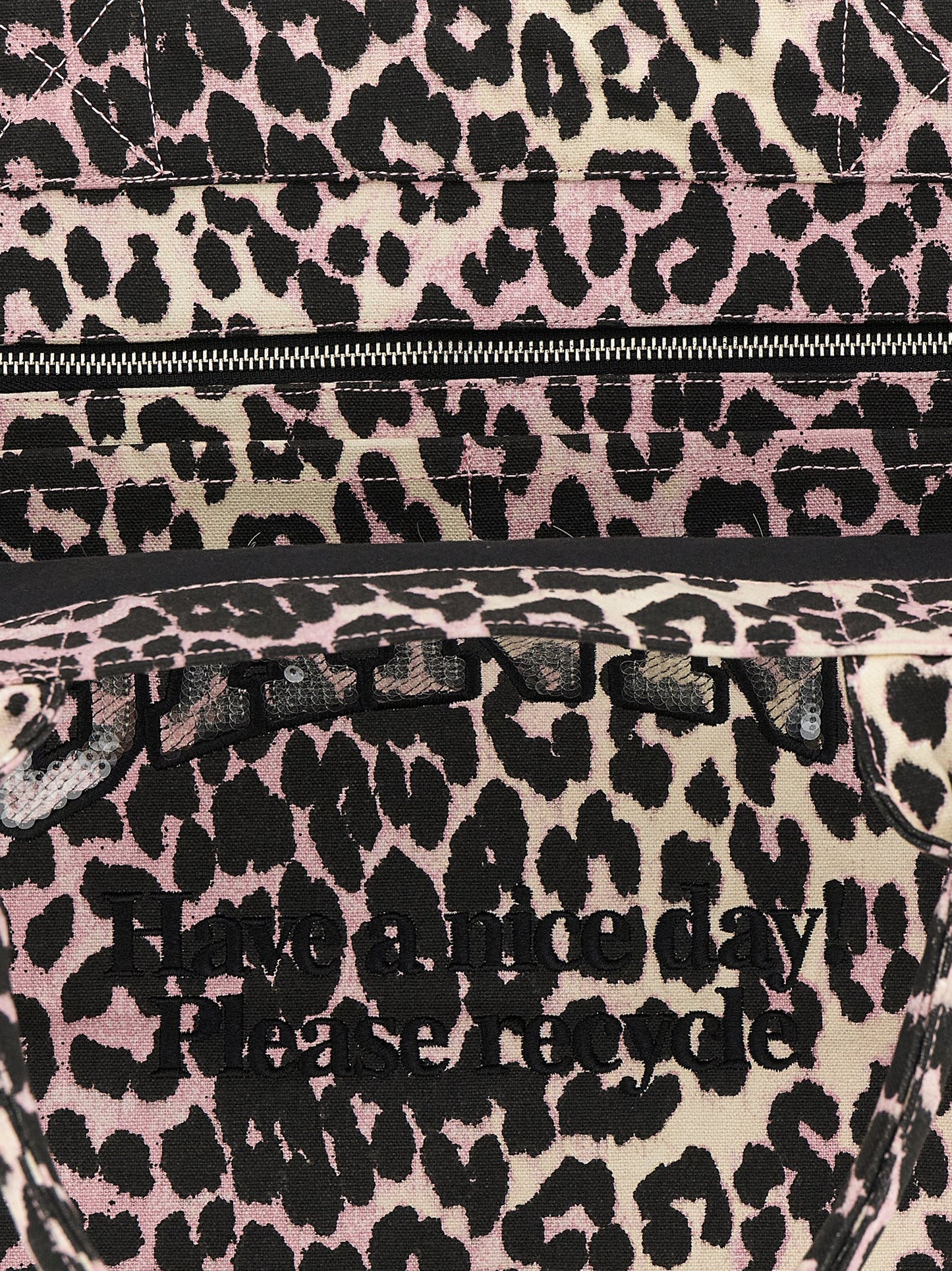 Ganni Ganni Leopard Sequin Xxl Tote Shopping Bag