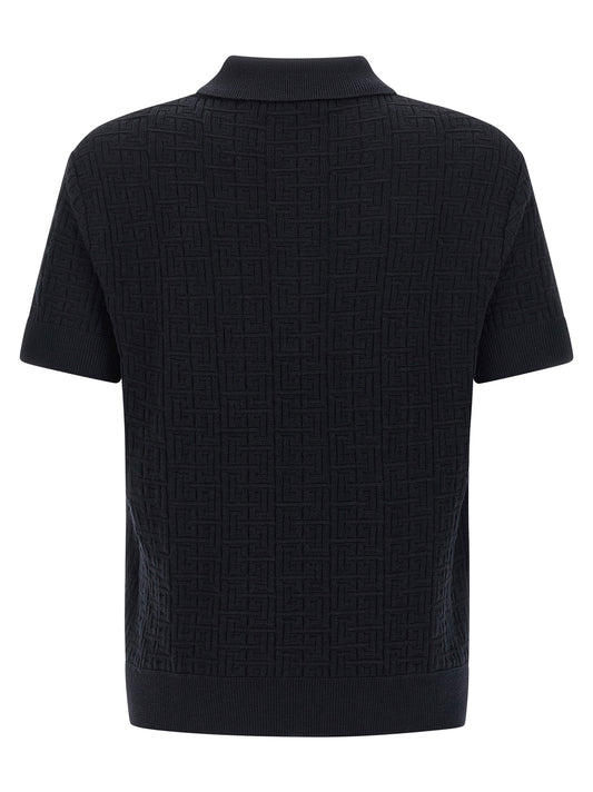 Balmain Monogram Knit Polo Shirt