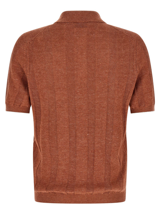 Brunello Cucinelli Wide Ribbed Polo Shirt