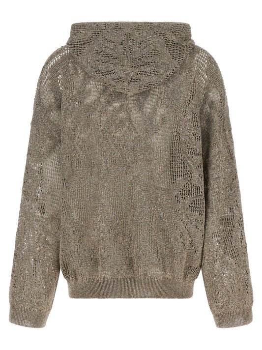 Brunello Cucinelli Openwork Hooded Sweater