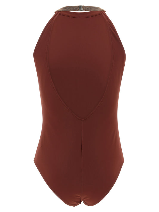Brunello Cucinelli Precious Collar One-piece Swimsuit