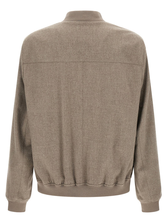Brunello Cucinelli Light Flannel Bomber Jacket