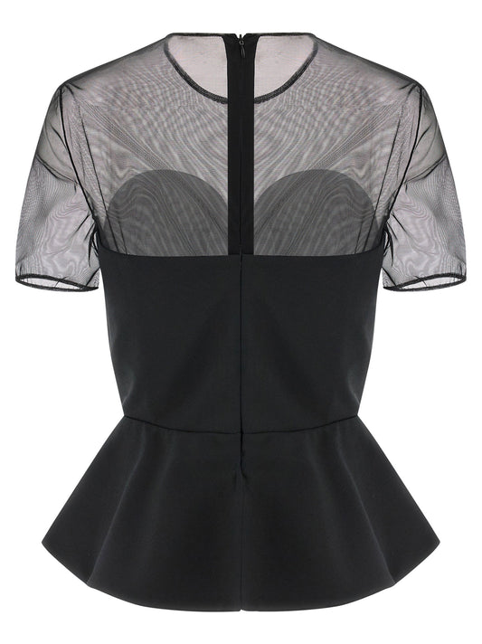 Nensi Dojaka Tailored Bustier With Sheer Neckline Top