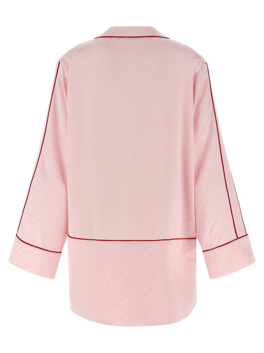 Off White Jacquard Satin New Roxy Pajama Shirt