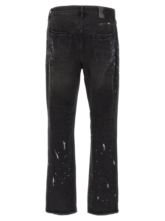 Purple P011 Knee Slit Paint Jeans