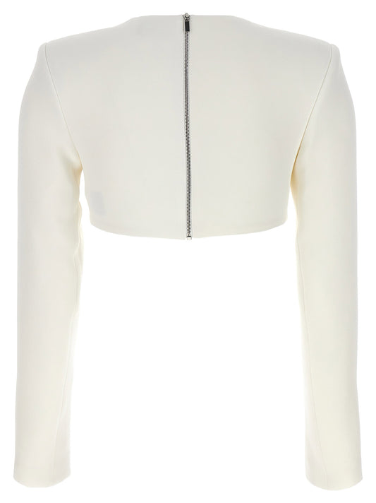 David Koma Top 3d Crystsal Chain And Square Neck