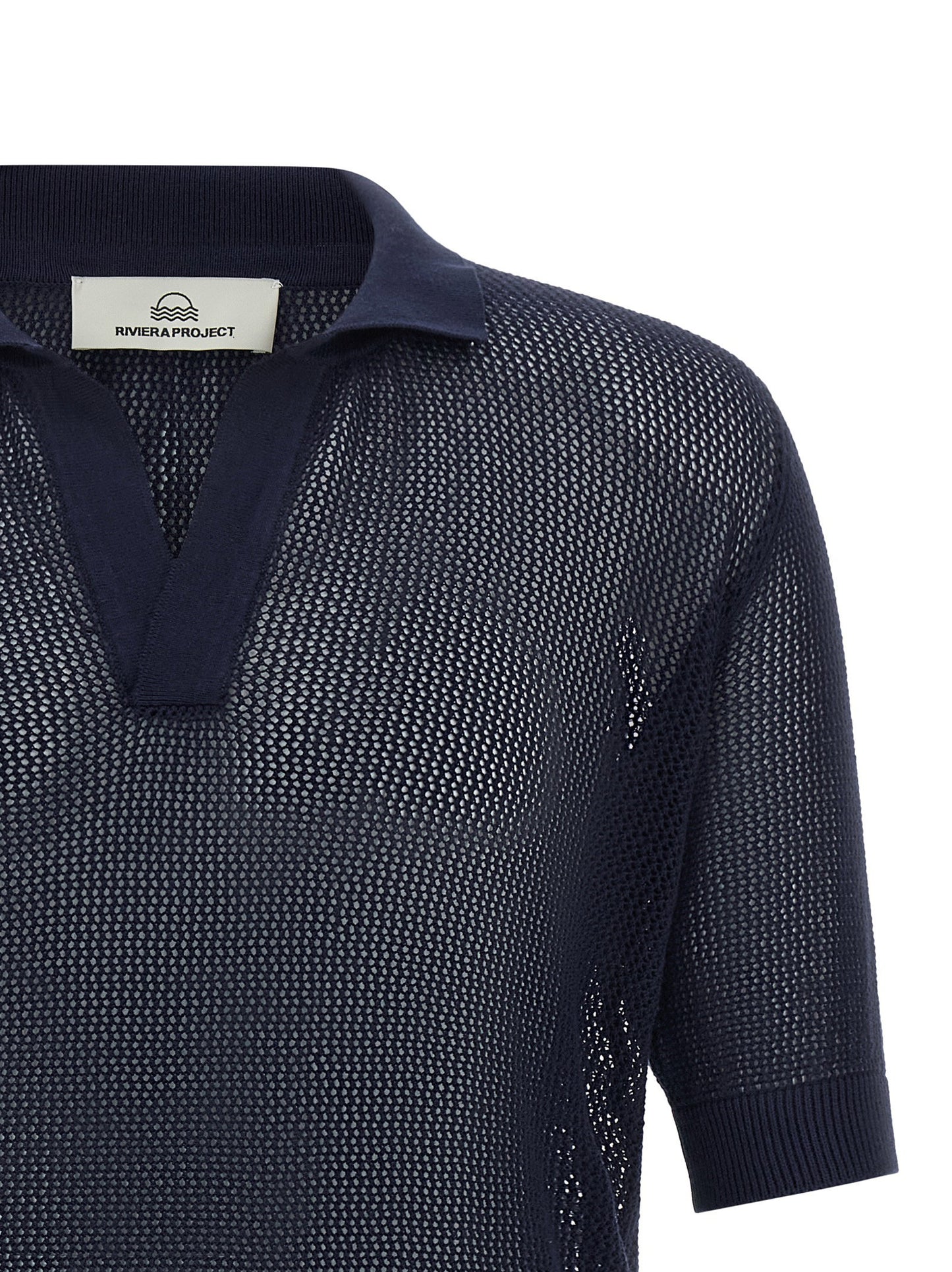 Riviera Project Openwork Cotton Polo Shirt