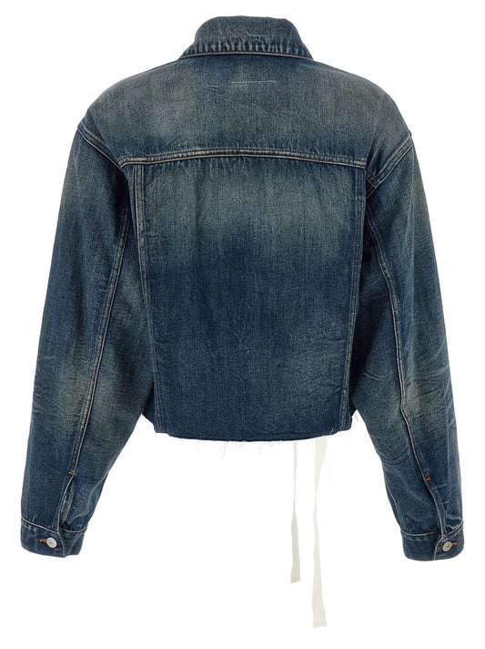 جاكيت جينز Mm6 Maison Margiela مزين بالشريط