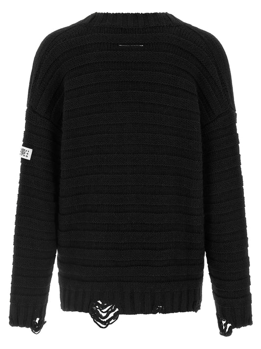 Mm6 Maison Margiela Distressed Wool Cardigan