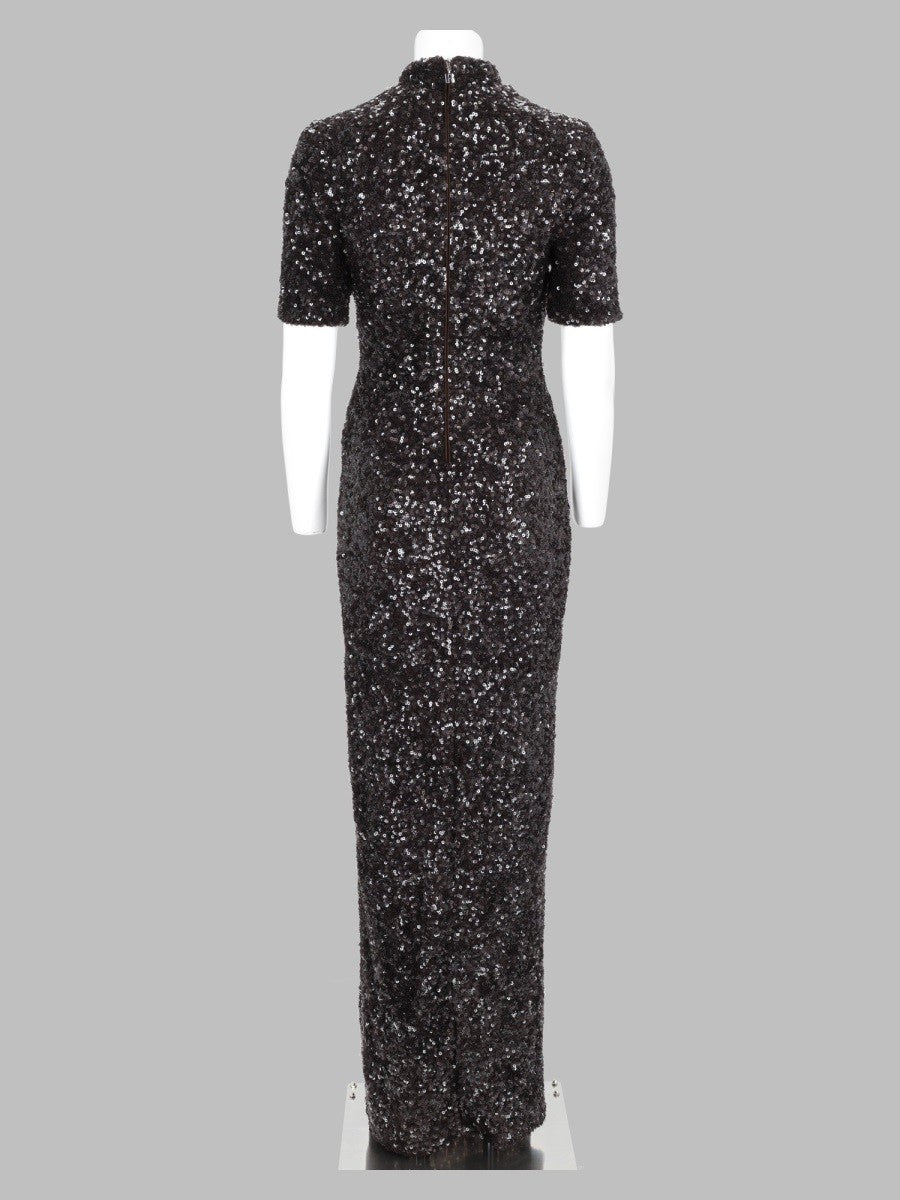 Abito Lungo con Paillettes e Spacco