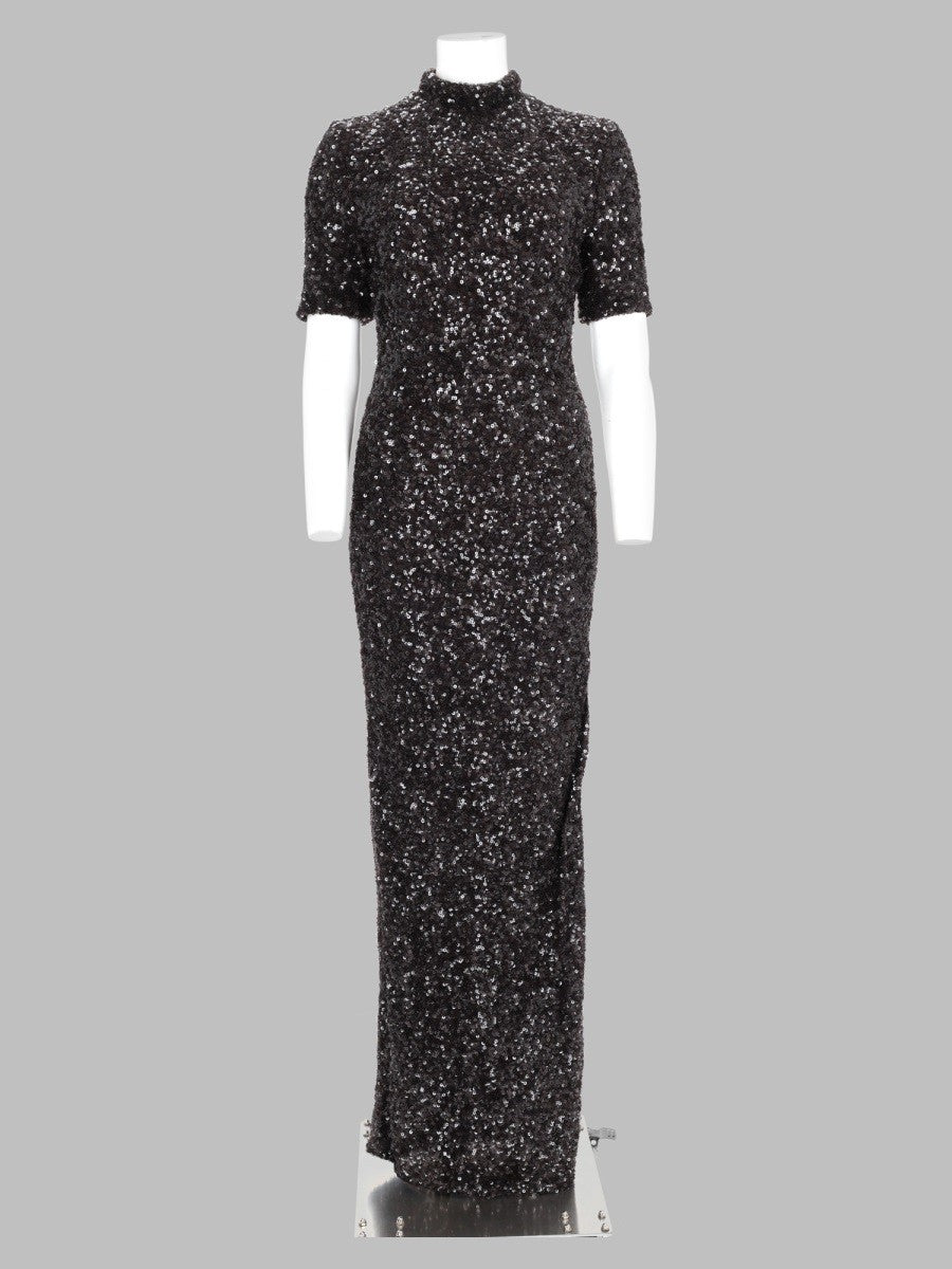 Abito Lungo con Paillettes e Spacco