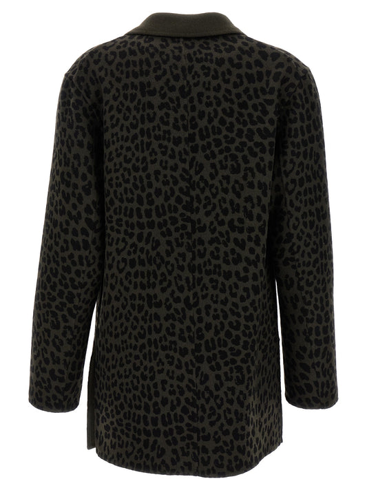 Animal print double-breasted blazer