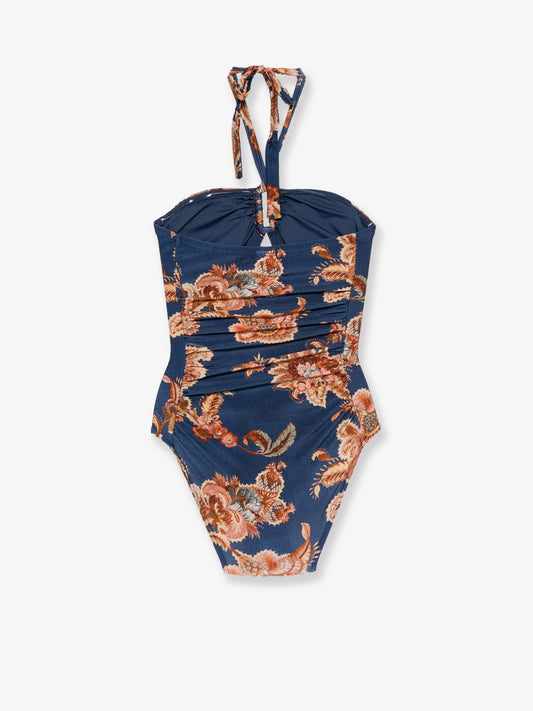 Aster nylon one piece swimsuit with paisley print