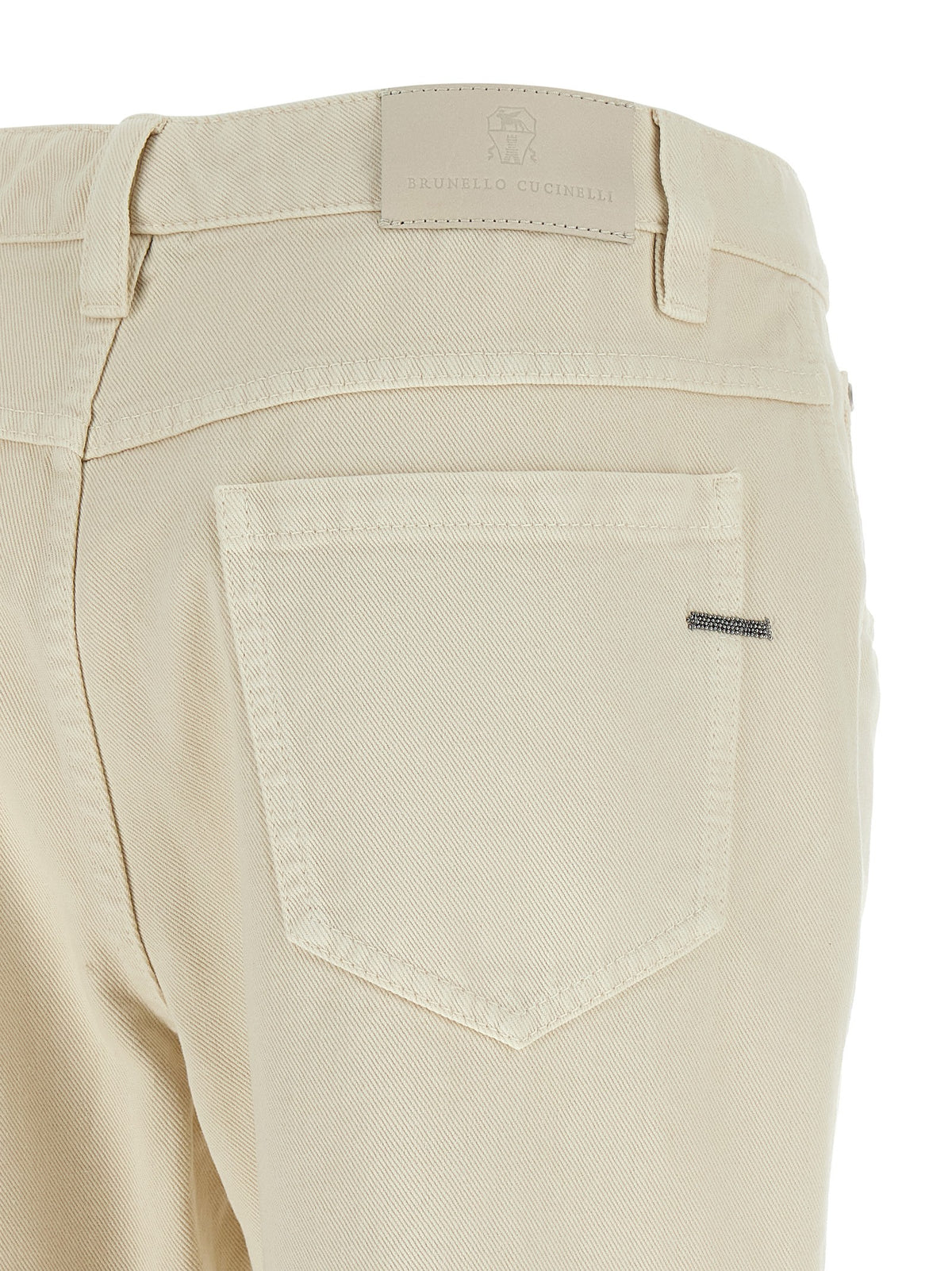 Beige 'Shiny Tab' jeans