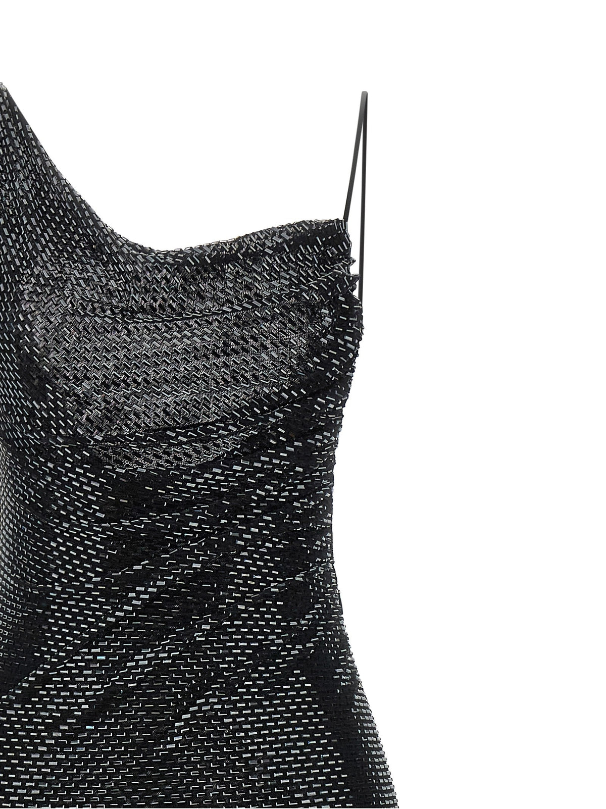 فستان 'Black Rhinestone Draped Maxi'