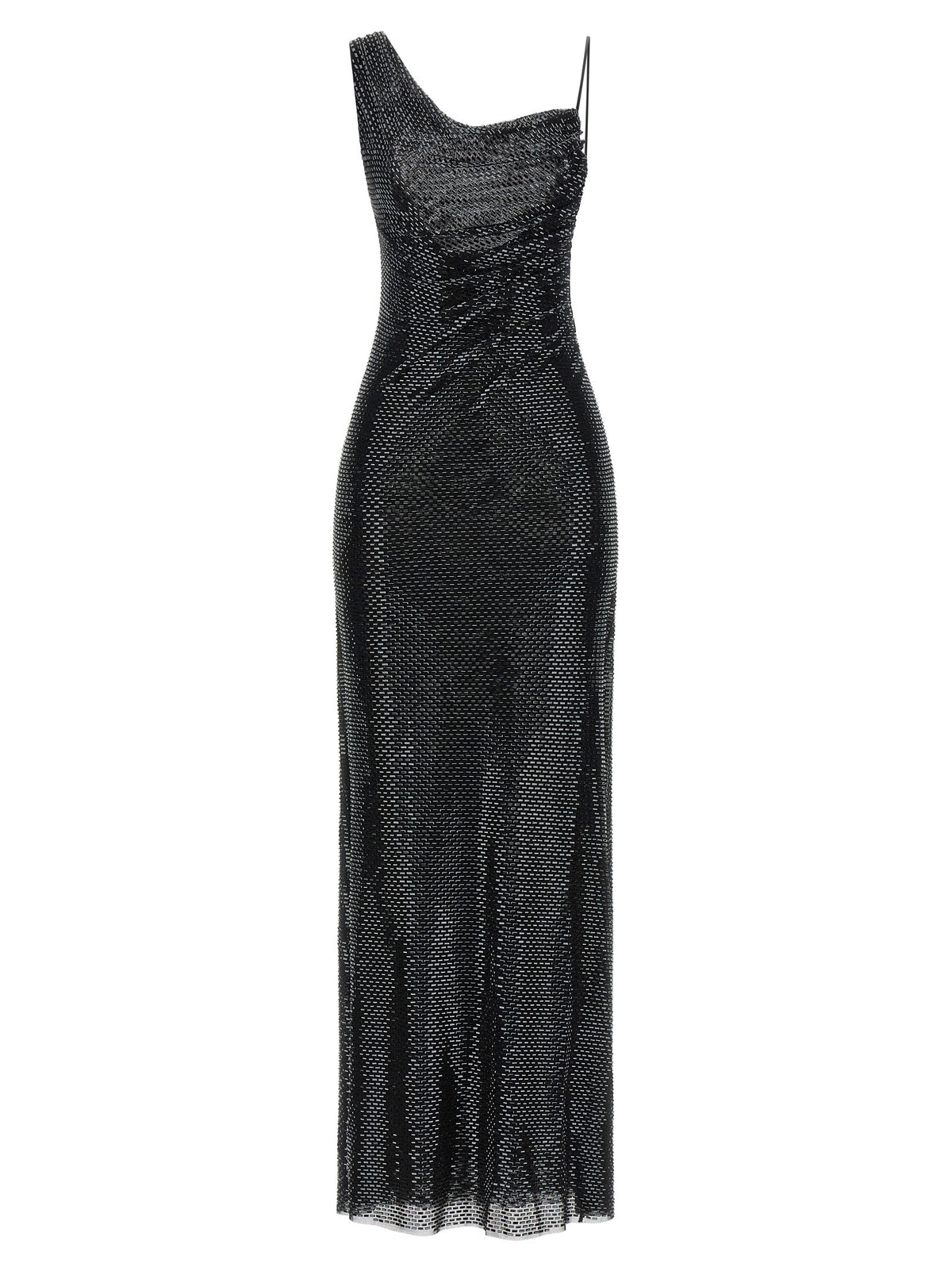 فستان 'Black Rhinestone Draped Maxi'