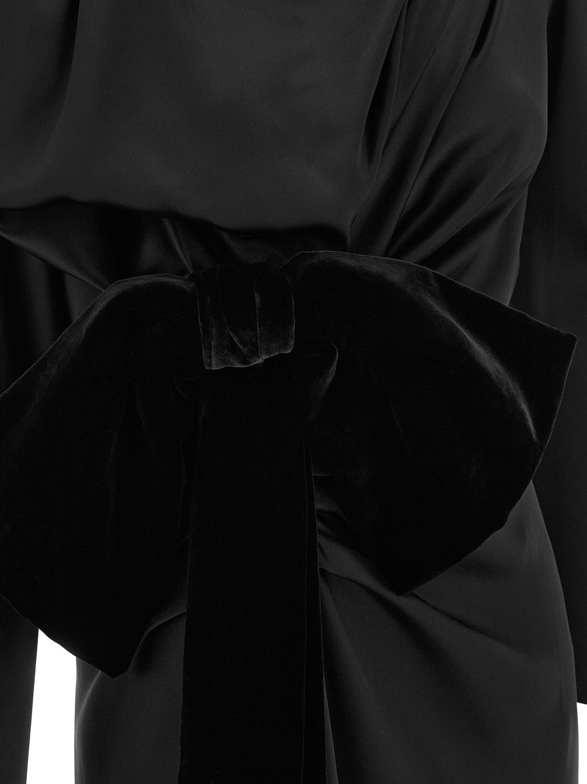 Black velvet bow dress