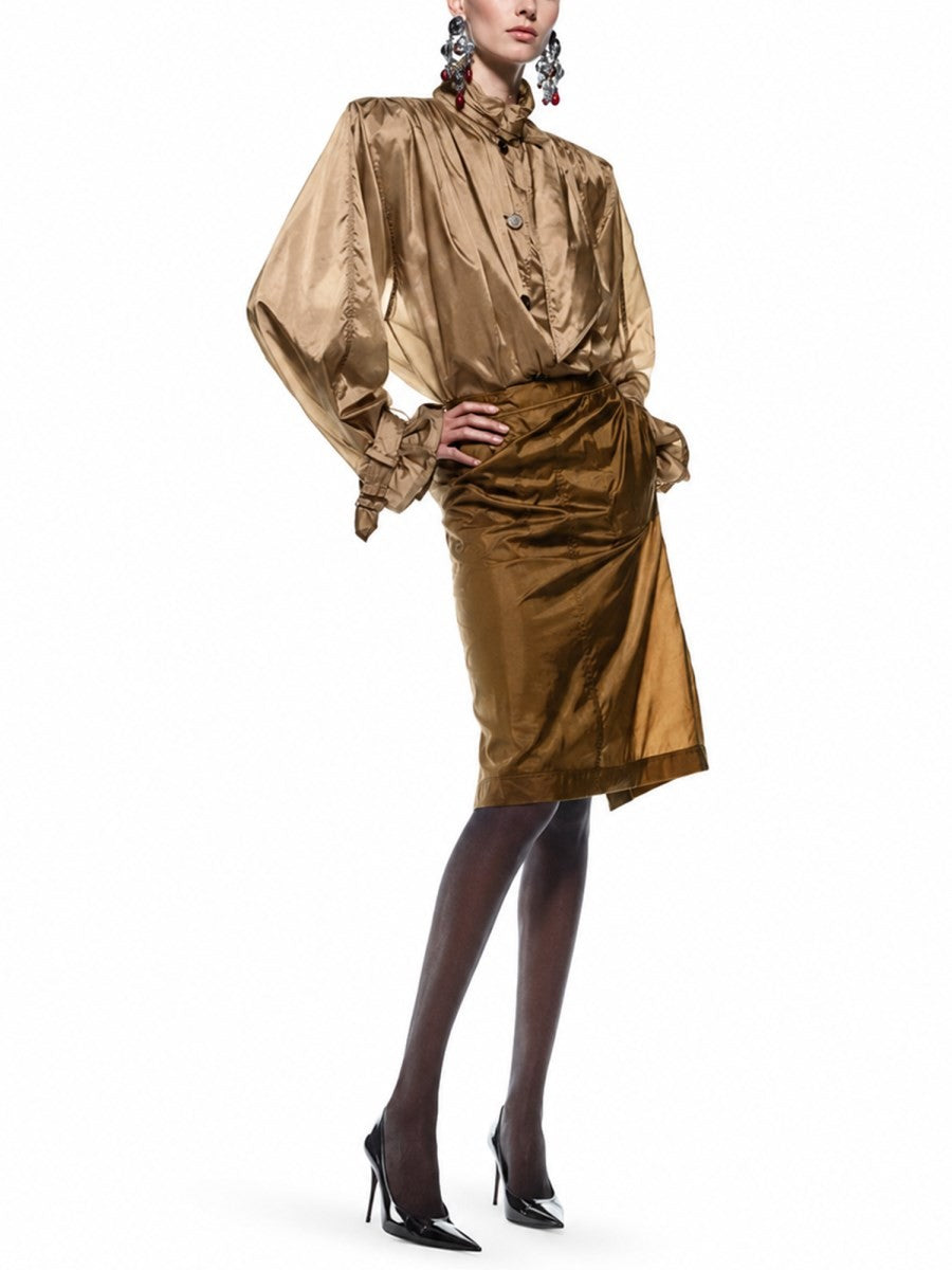 BLUSA IN NYLON CON COLLO LAVALLIÈRE