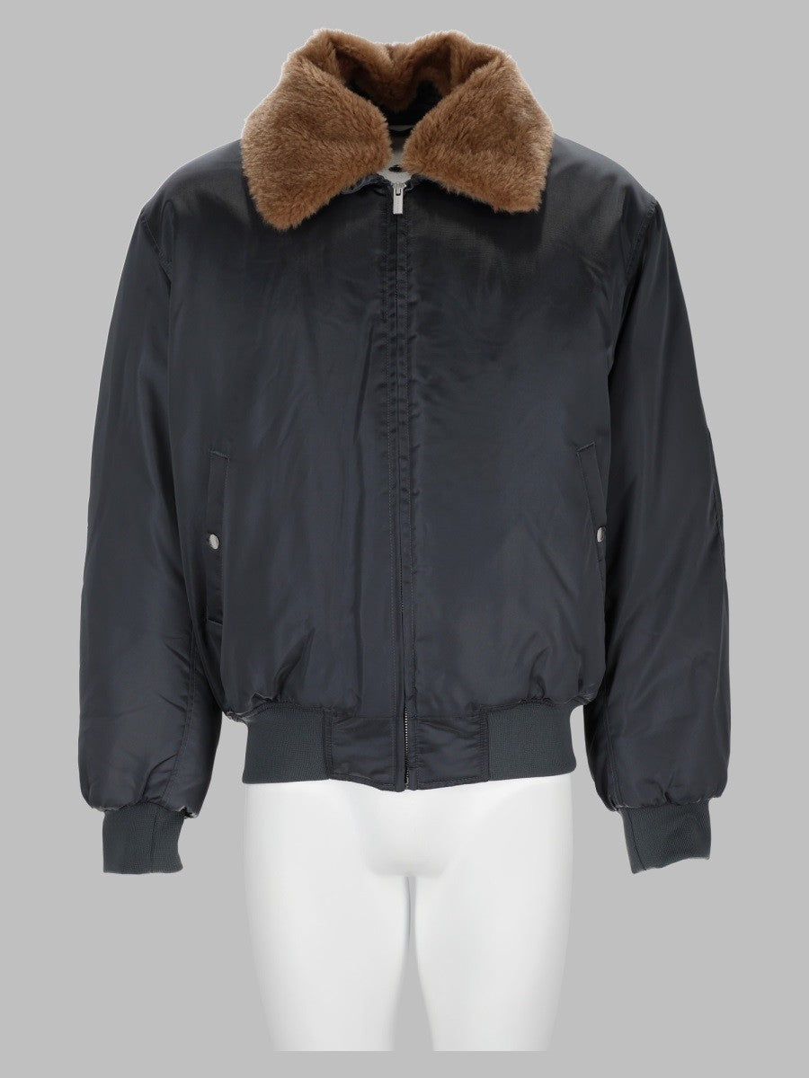 Bomber In Nylon Con Colletto In Faux Fur