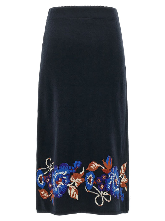 'Bow Garden Knit' intarsia skirt
