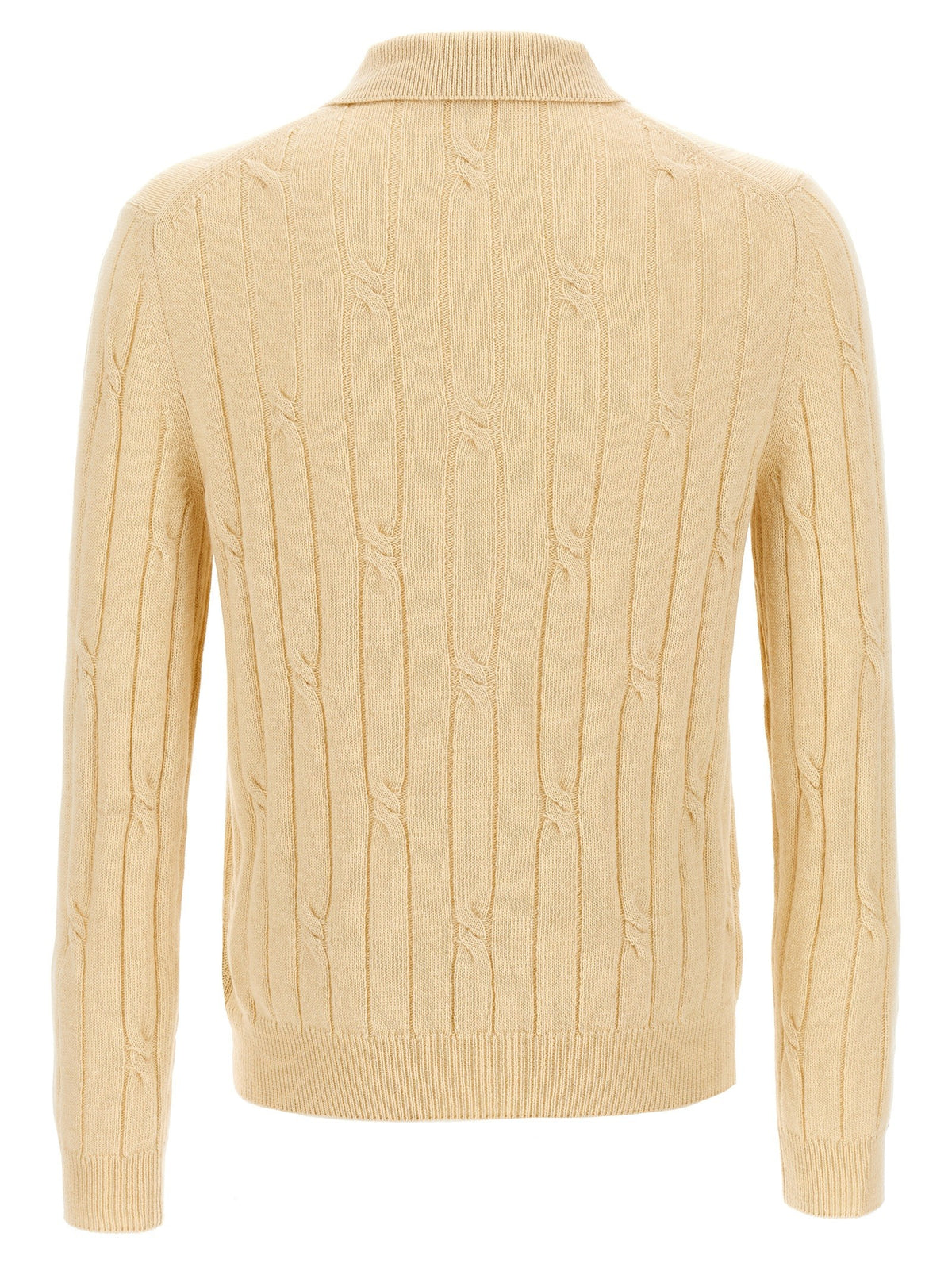 Braided wool polo shirt