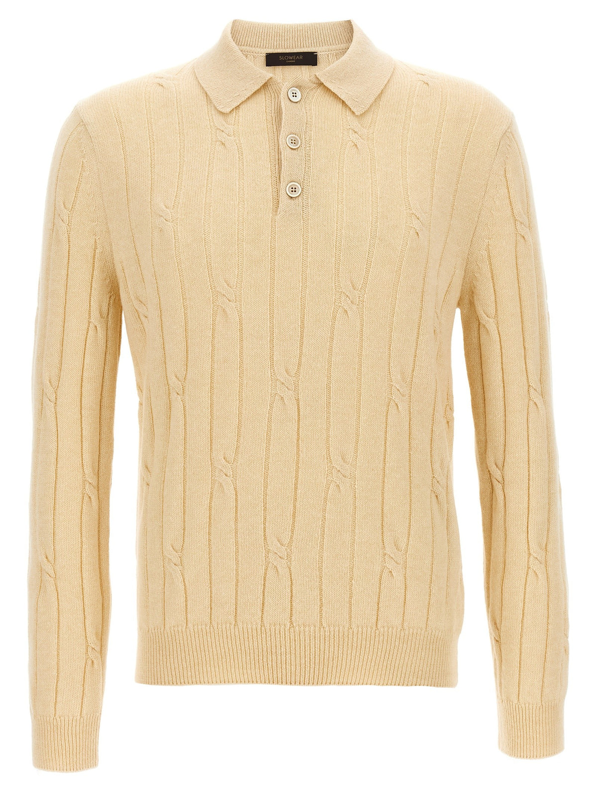 Braided wool polo shirt