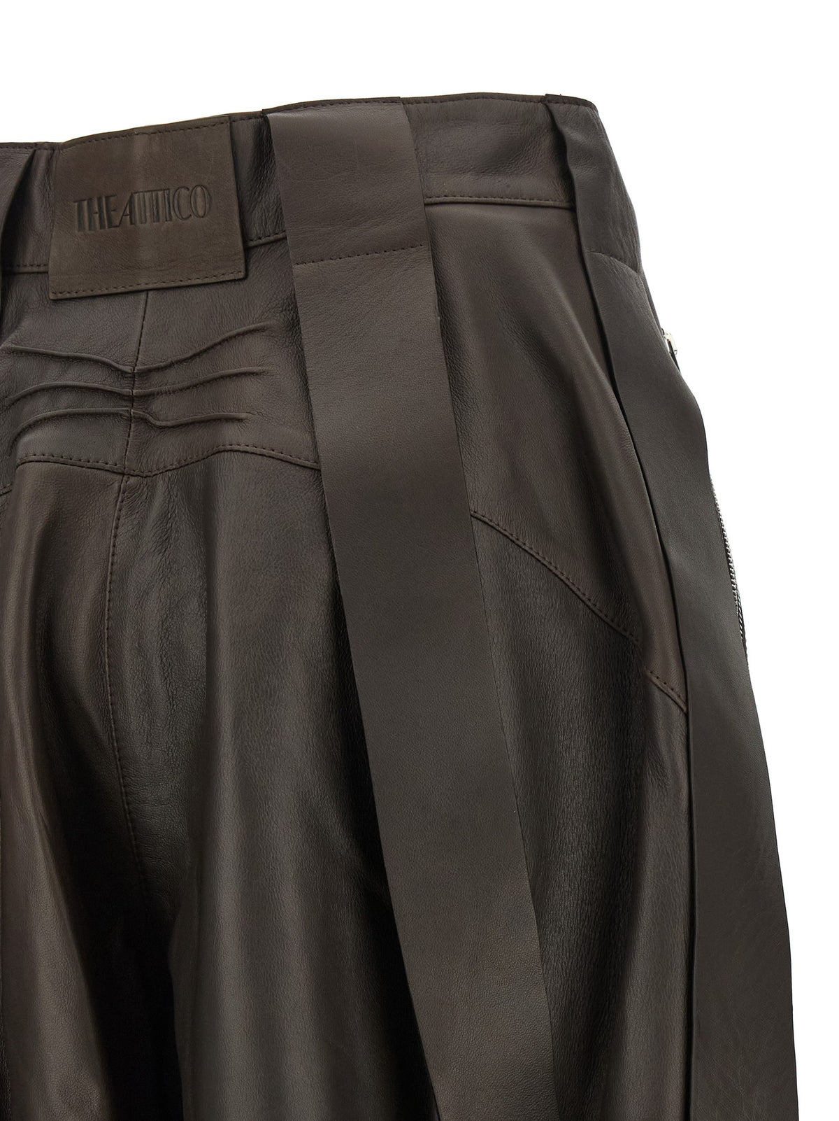 Brown leather bermuda shorts
