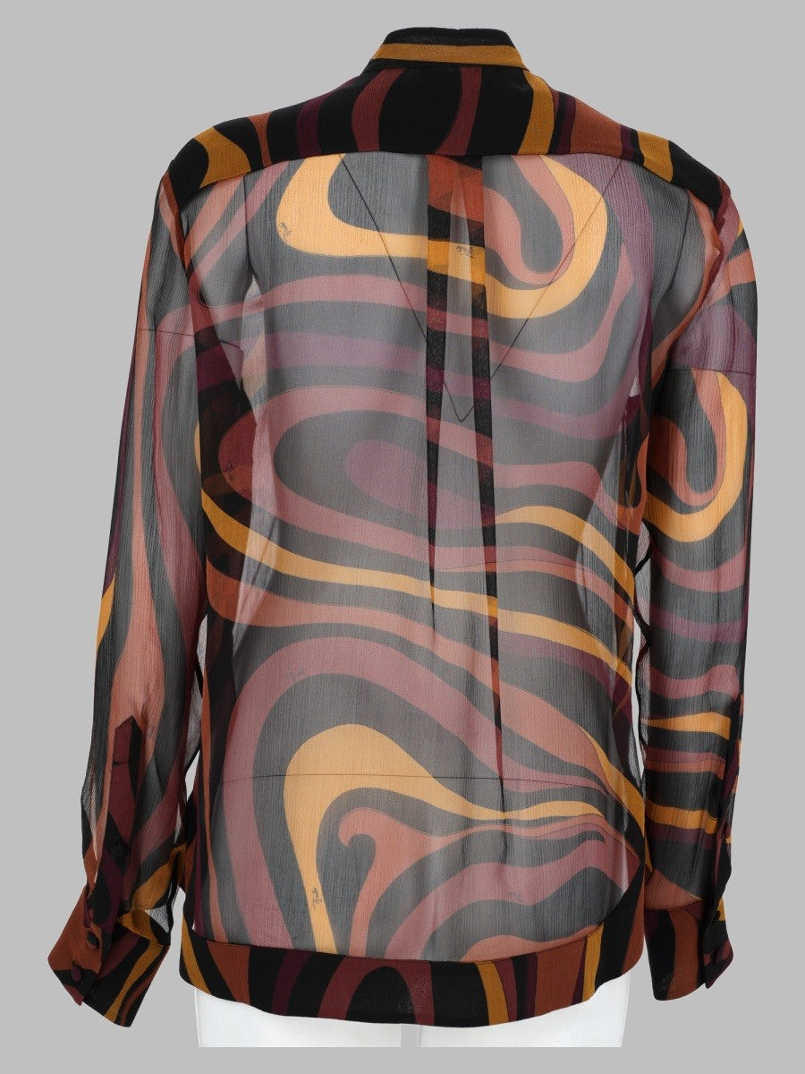 Camicia in Creponne Con Stampa "Marmo"