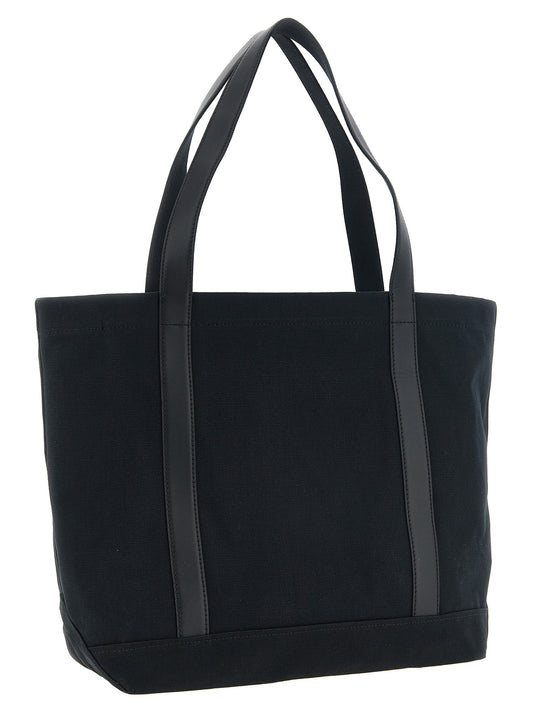 Canvas and large leather shopping bag