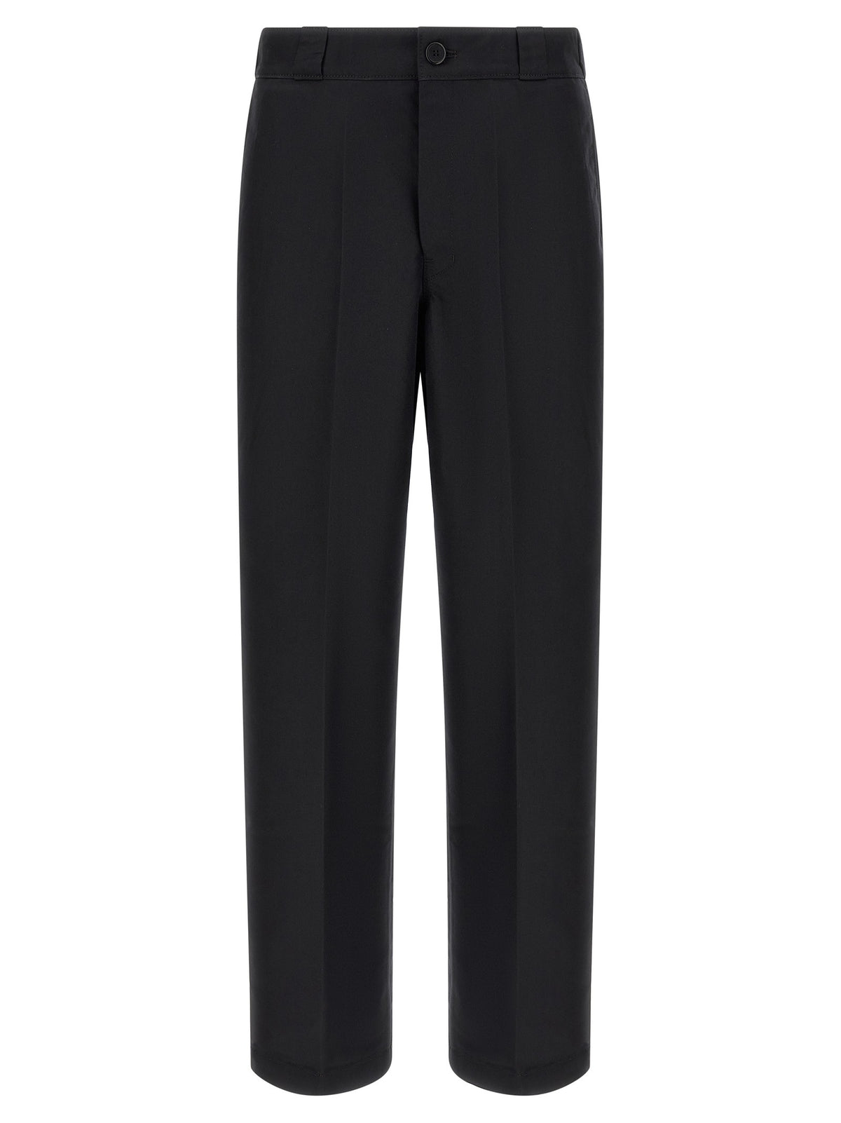 Canvas pants with pleat