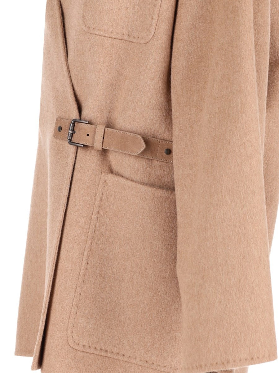 Cappotto Cardigan In Cammello e Mohair