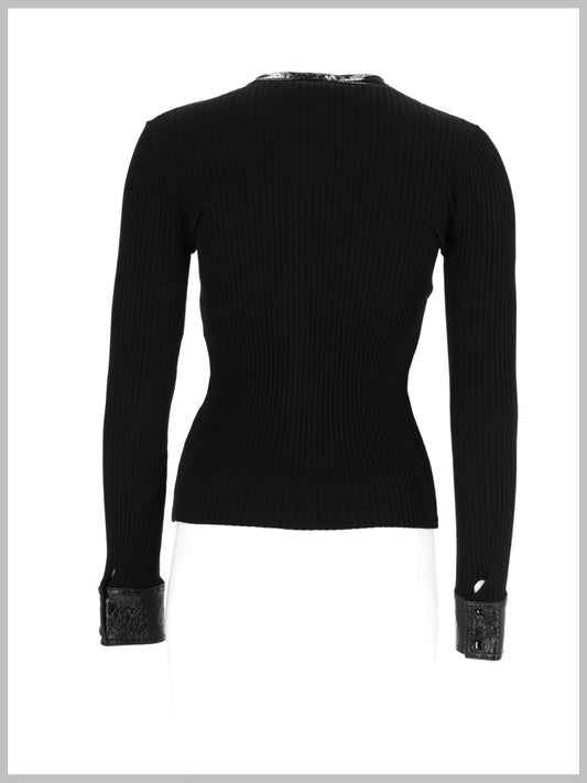 CARDIGAN A COSTE CON DETTAGLI IN VINILE