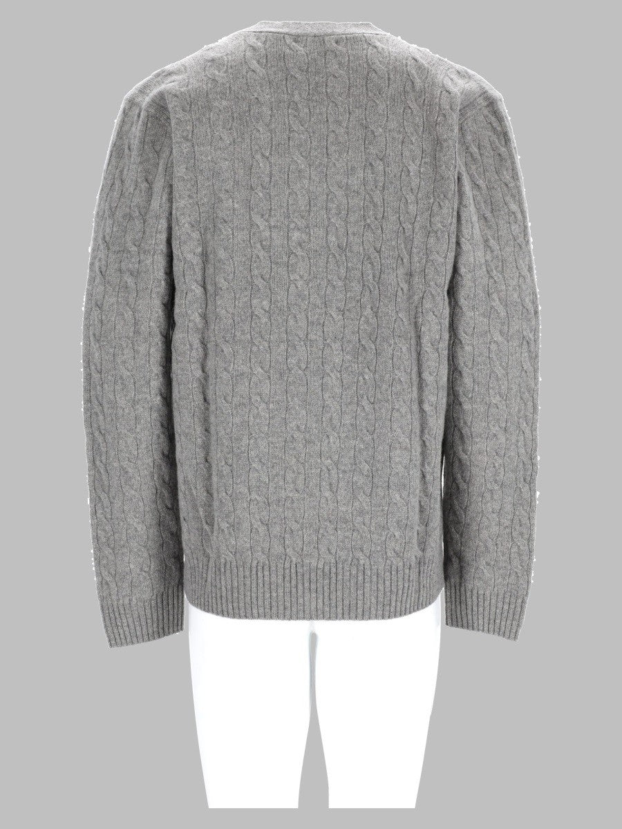 Cardigan In Lana E Cashmere A Trecce